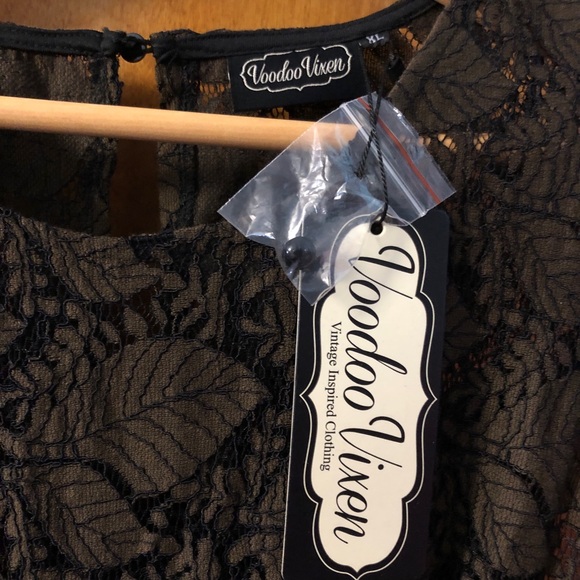 NWT X-Large Voodoo Vixen Sophia Lace Retro Vintage Insp Dress Gold Belt ModCloth - Picture 6 of 10